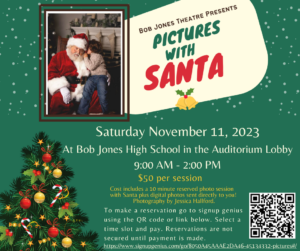 Patriot Players offering pictures with Santa Nov. 11 to benefit the Bob Jones theater department